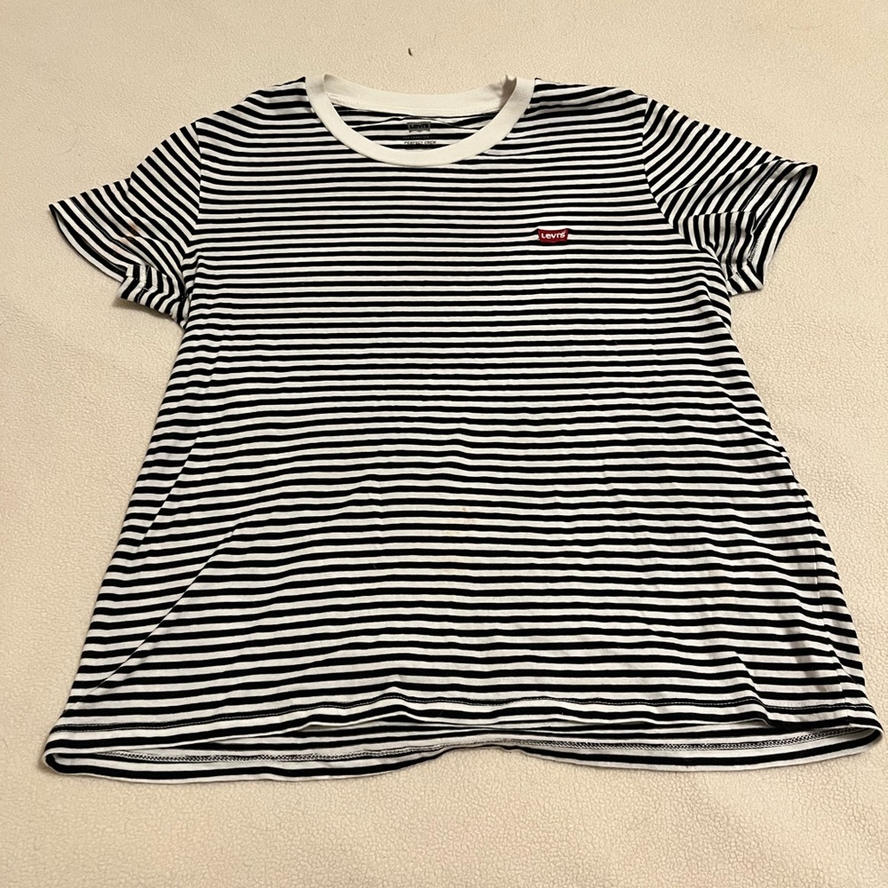 levi striped perfect crew short sleeve top